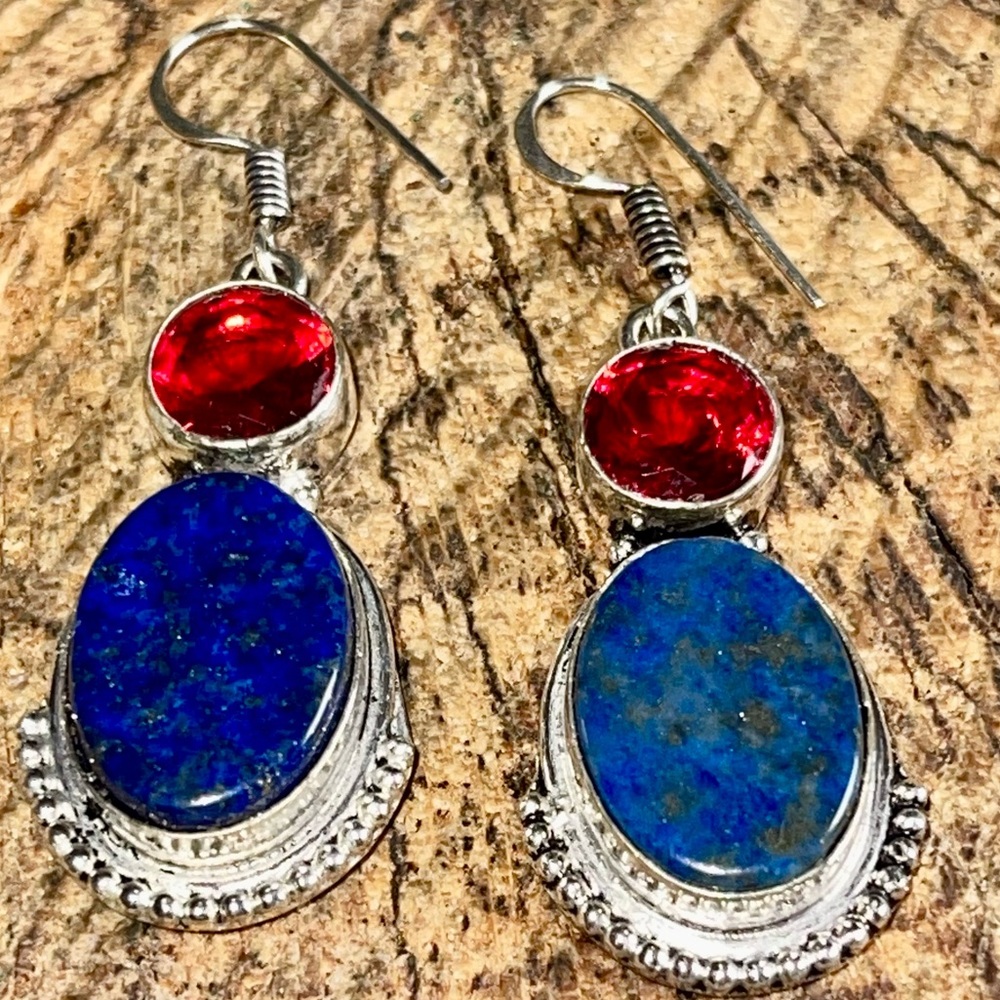 Lapis Lazuli Earrings 2” - Picture 6 of 7